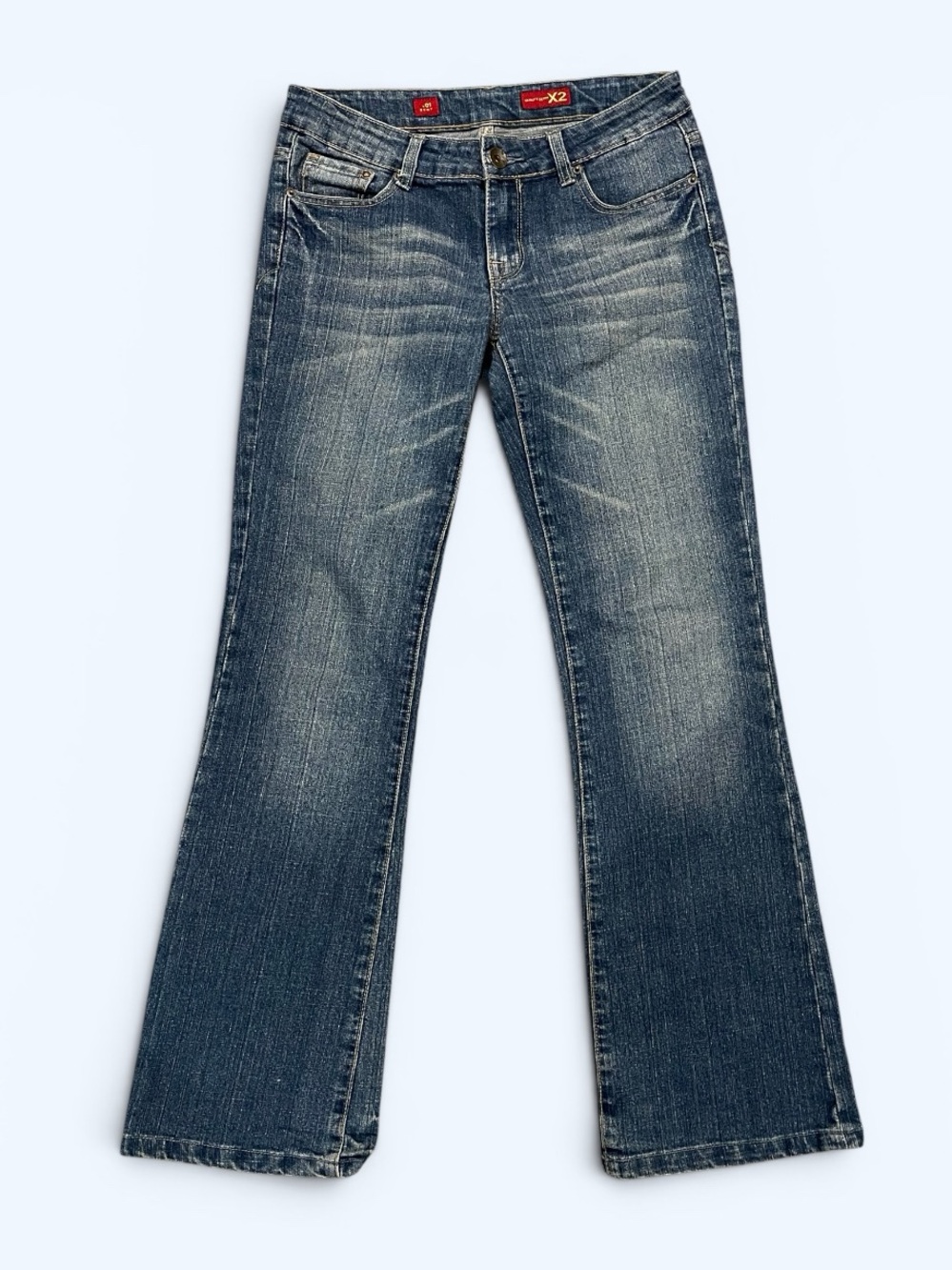 X2 Women's Flared Jeans in Washed Blue Denim